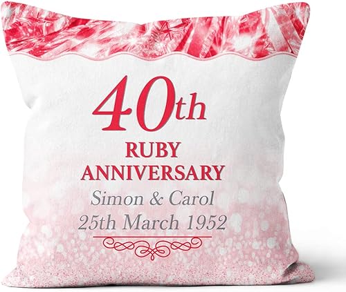 Almohada cuadrada personalizada para esposo esposa de pareja amante, regalos únicos para aniversario, 40 aniversario, boda, aniversario, nombre