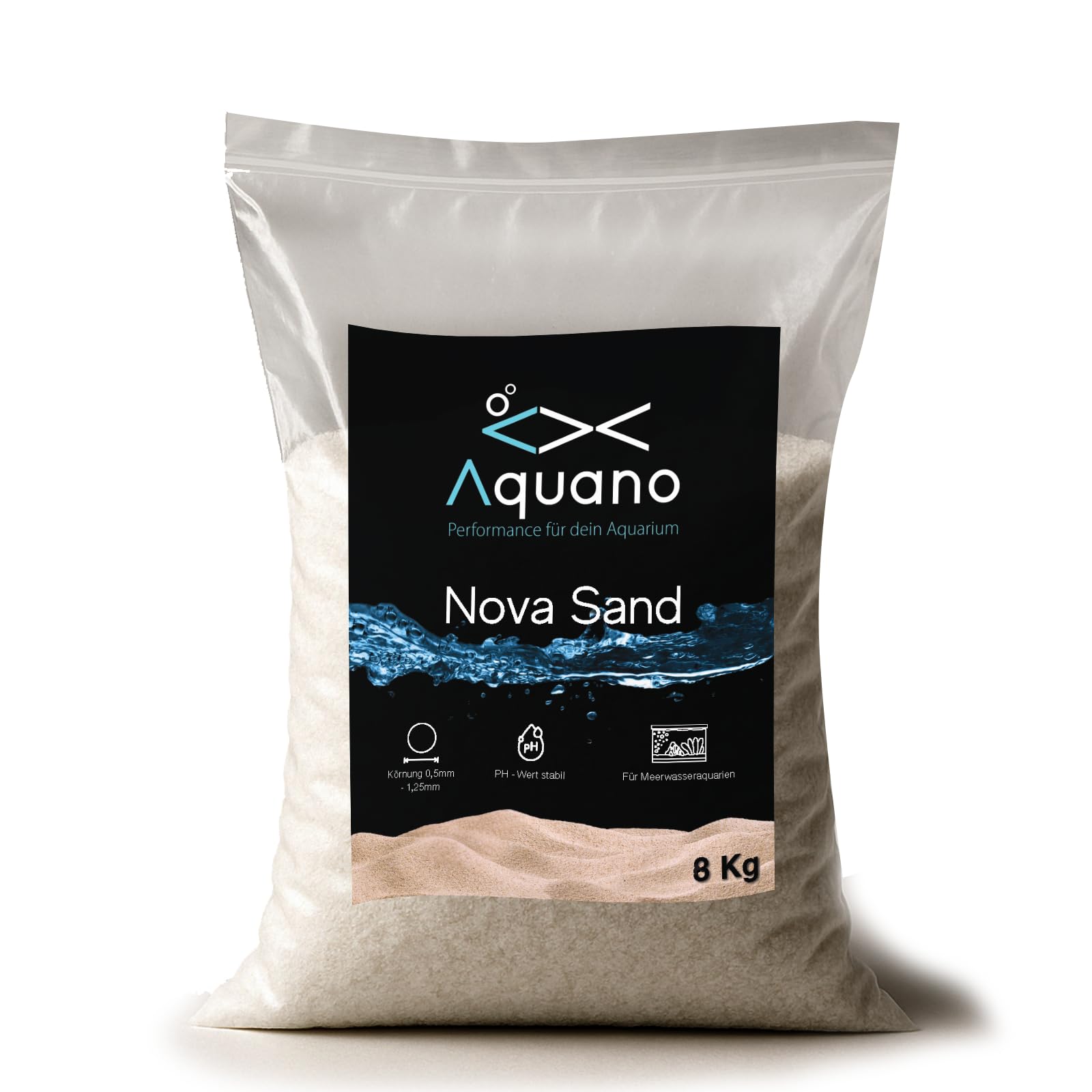 Nova Sand 8Kg – Feiner, weißer Bodengrund für Meerwasseraquarien (0,5–1,25 mm Körnung) | Reich an Calcium & Magnesium | Stabilisiert pH & KH | Ideal für Riff- und DSB-Systeme