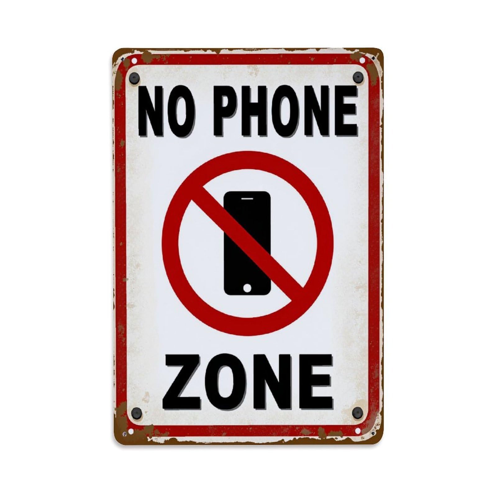 Enderetf Vintage No Phone Zone Sign Tin Sign Metal Poster, Home Bar Garage Man Cave Cafe Indoor & Outdoor Wall Decoration 8X12inches
