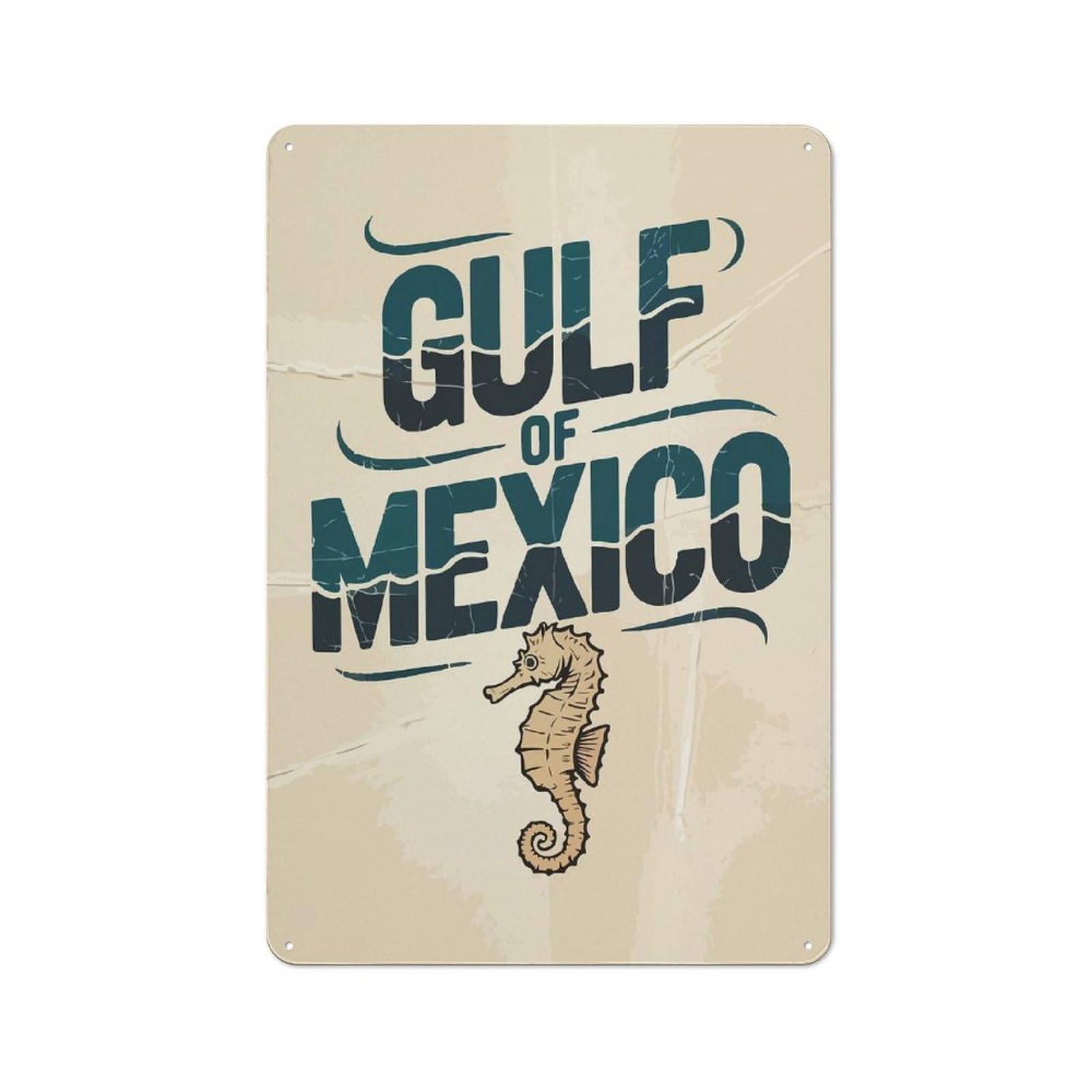 Junmoney Gulf Of Mexico Seahorse Retro Metal Plaque 30X20cm For Guest Room Or Hallway, Housewarming Present For People Styling Guest Room And Hallway