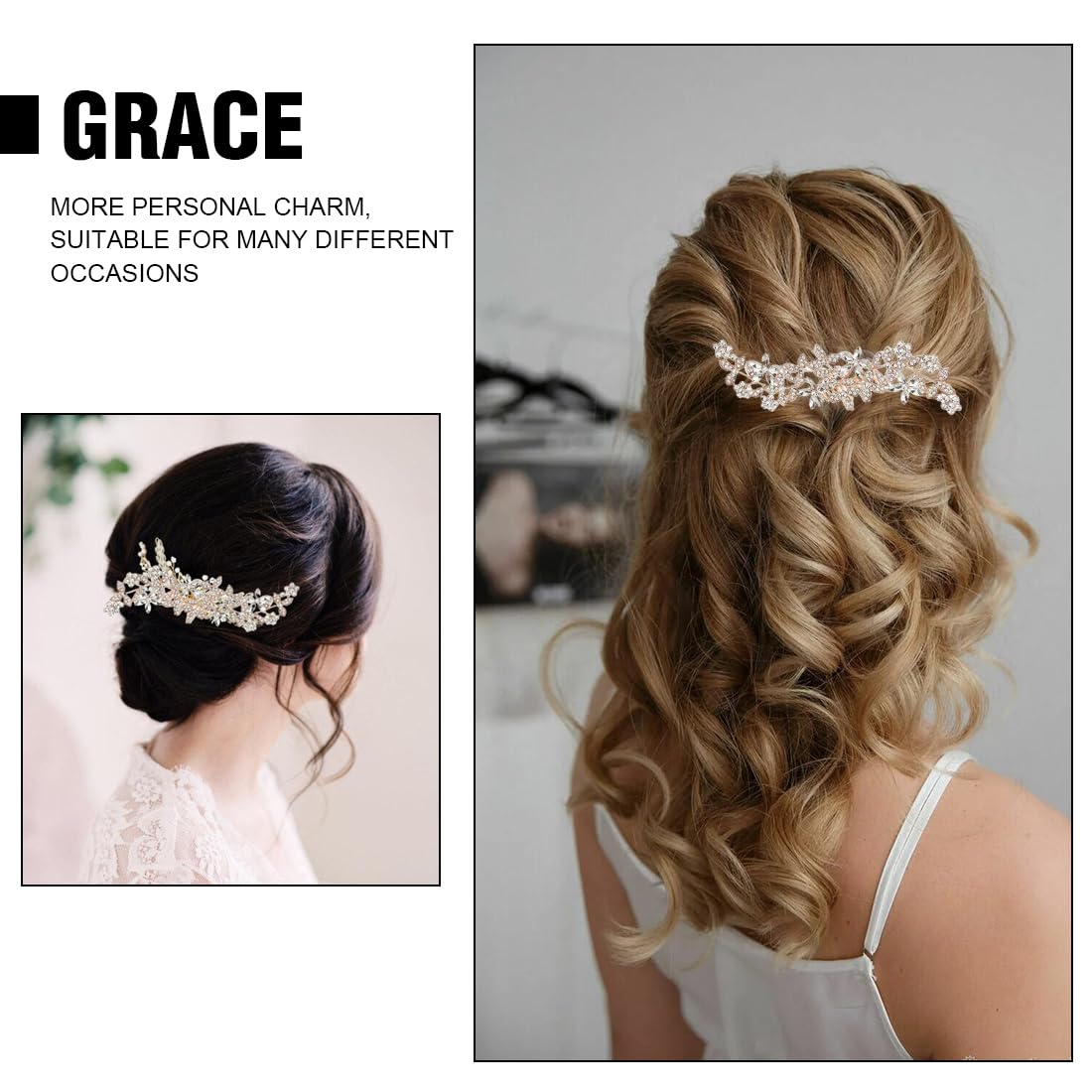 Pettine Sposa Con Cristalli | Fermaglio Capelli Matrimonio In Oro Rosa Per Cerimonie - Foto 12