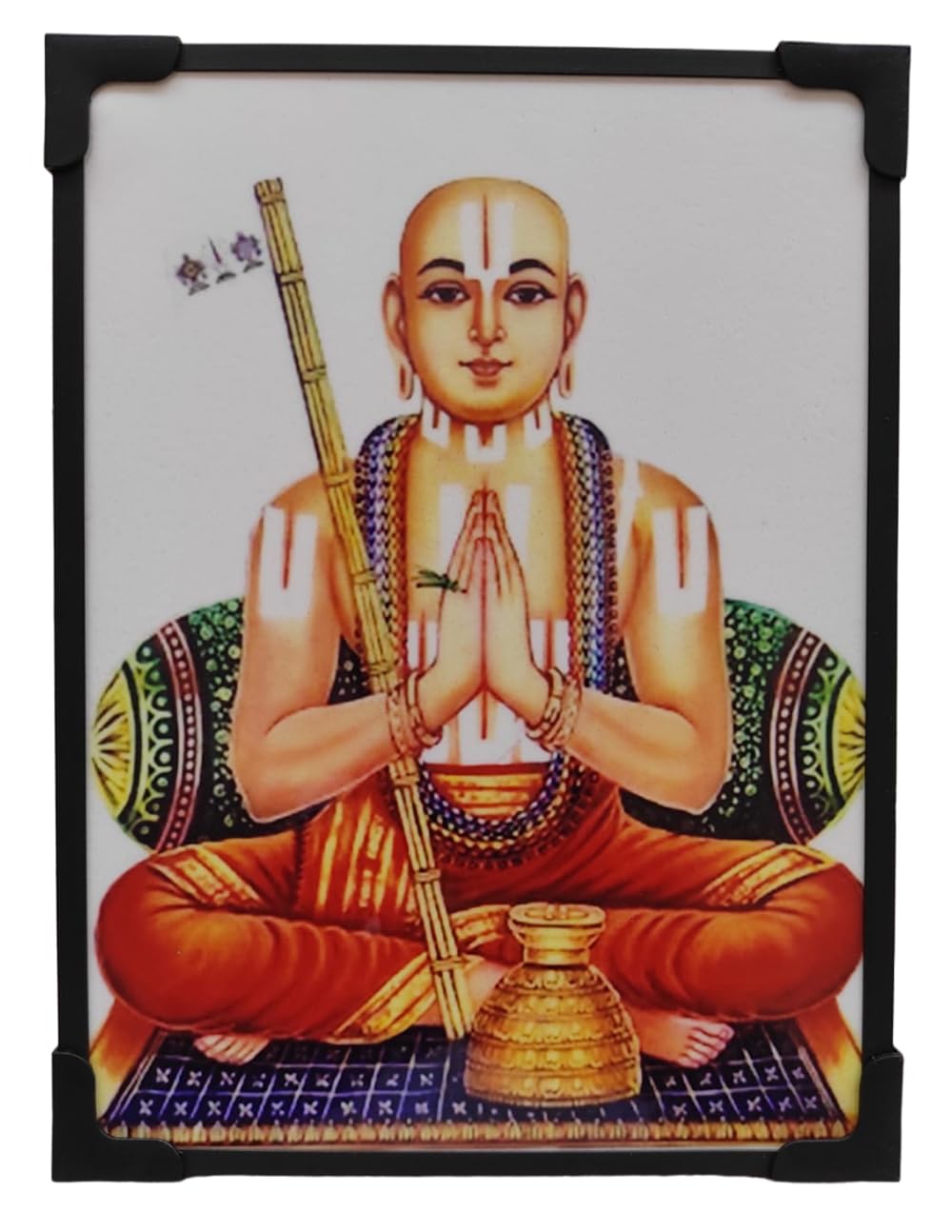 Vils Indian Theologian Shri Ramanuja/Ramanujacharya Divine Holy Blessing Wood & Plastic Wall Mount/Table Top Photo Frame Cutout with Back Stand (6 inch X 8 inch) (Vils 8 inch)