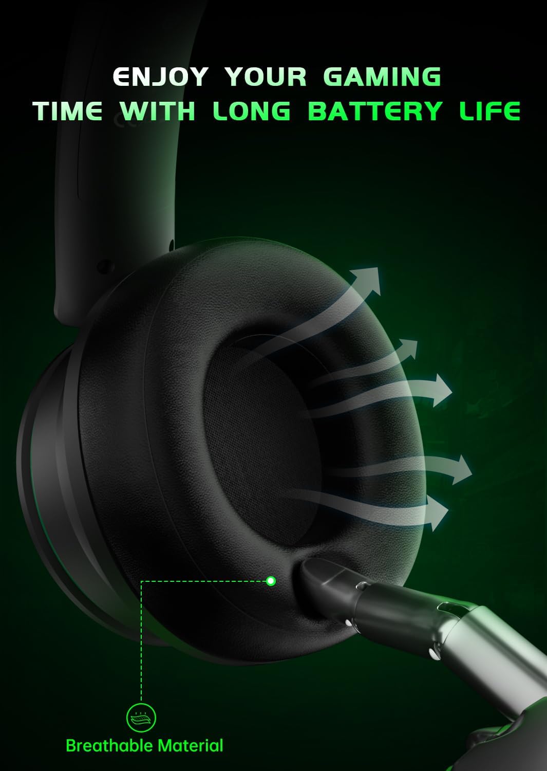 RYR Wireless Gaming Headset for Xbox Series X|S, Xbox One, PS5, PS4, Switch, Mac, Bluetooth 5.3, 3D Surround Sound, Rotatable Earmuffs, Gaming Headphones with Noise Canceling Microphones-Blackgreen - Nintendo Switch - Very Good - Used Accessory - Image 7