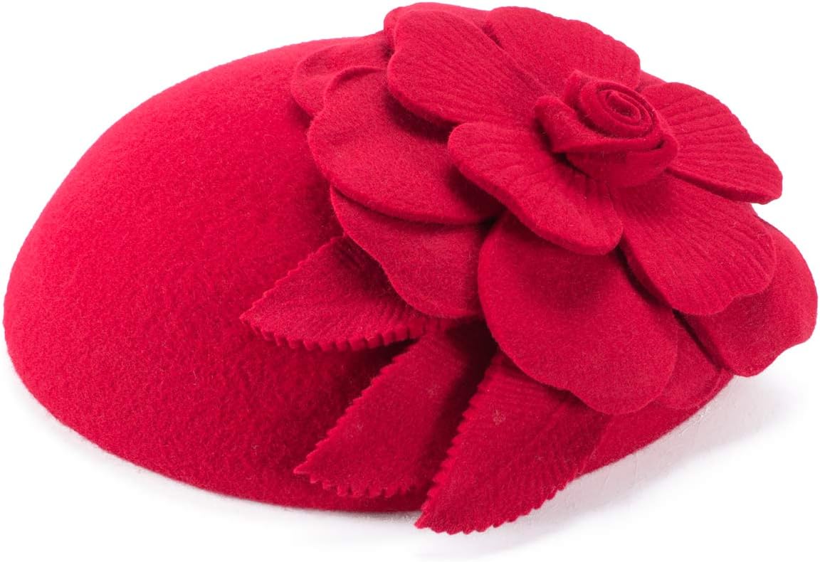 Lawliet Womens Dressy Fascinator Beret Wool Felt Pillbox Hat Wedding Occasion Headpiece A083
