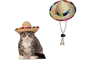 Mexican Cat Costume: Pet Straw Hat Funny Mexican Sombrero Cap