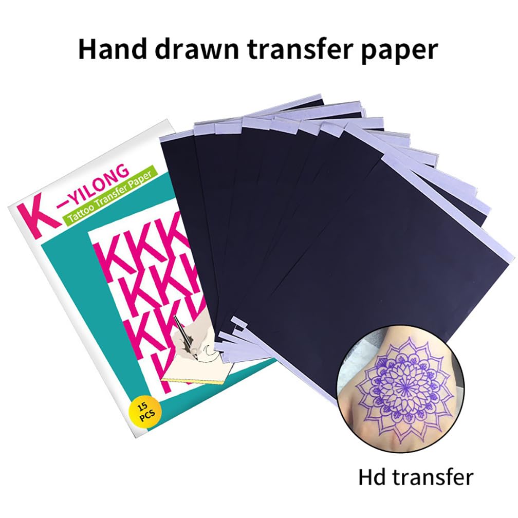 Papel de transferencia de plantilla térmica de tatuaje A4, papeles de transferencia de dibujo a mano de tatuaje reutilizables transparentes, 15/100 hojas/caja (100PCS)