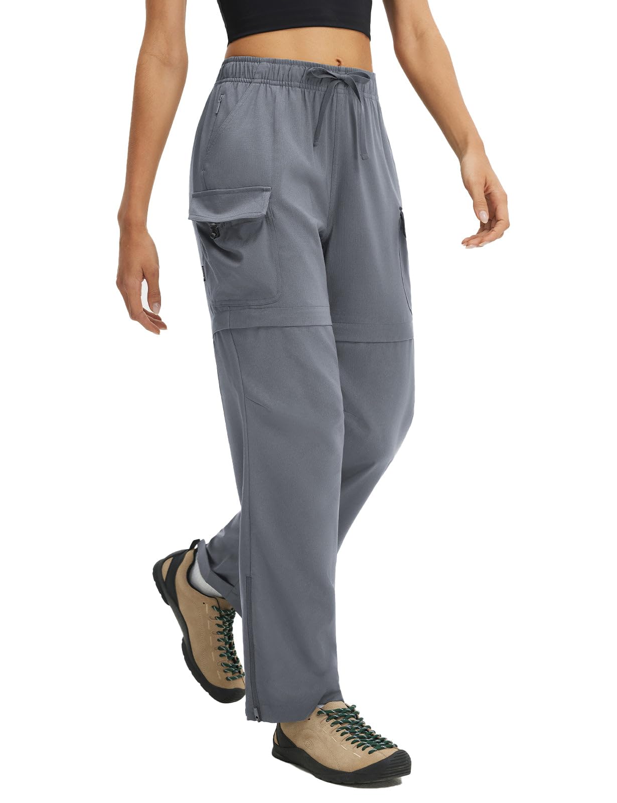 baleaf Trekkinghose Damen Zip Off, 3 in 1 Wanderhose Sommer Wasser Stretch Hiking Outdoor Pants Atmungsaktiv Funktionshose