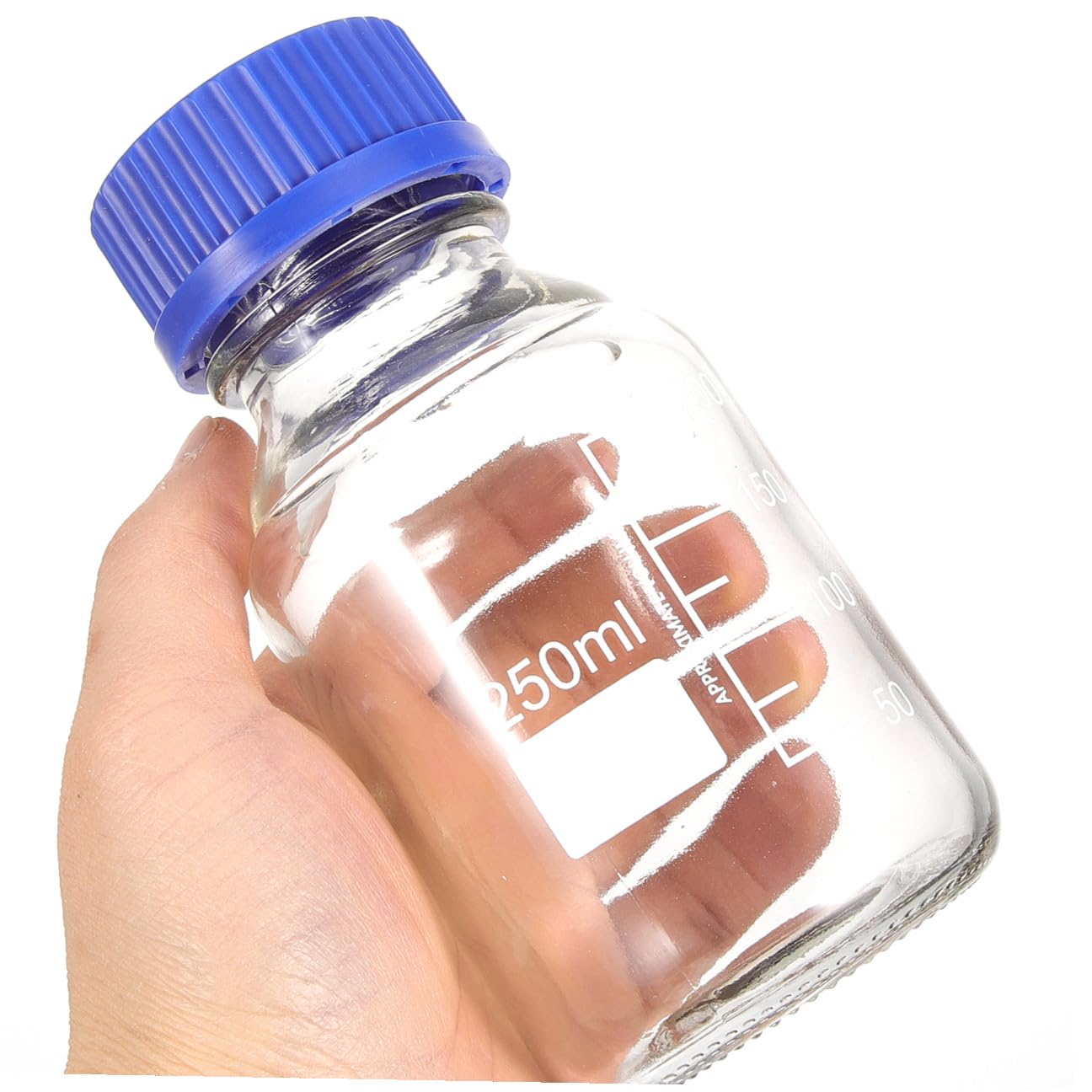 ERINGOGO 4 Stck Reagenzflasche mit Schraubverschluss Graduierte Transparente Laborflaschen mit Blauen Deckeln aus Bruchsicherem Material Dicht Verschließbar Wiederverwendbar für