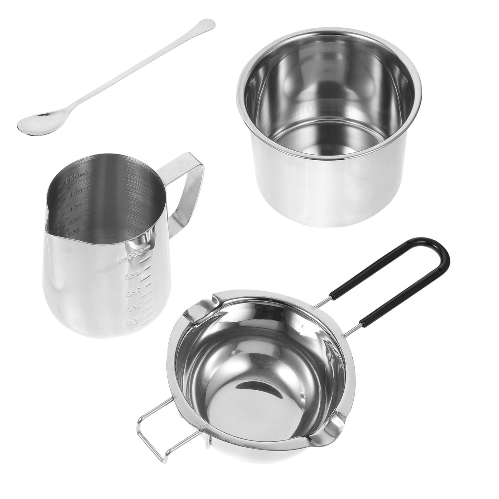 Tofficu 1set Melting Pot Double Boiler Pot Handle and Measuring Cup for Melting Candy Cheese Butter and Wax Kitchen Tool