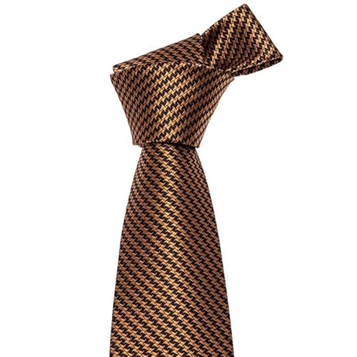 Mens Ties 100% Silk Jacquard Woven Brown Silk Ties For Men Hankerchief Cufflinks Neck Tie Set (Color : A, Size : One Size) #TOP3