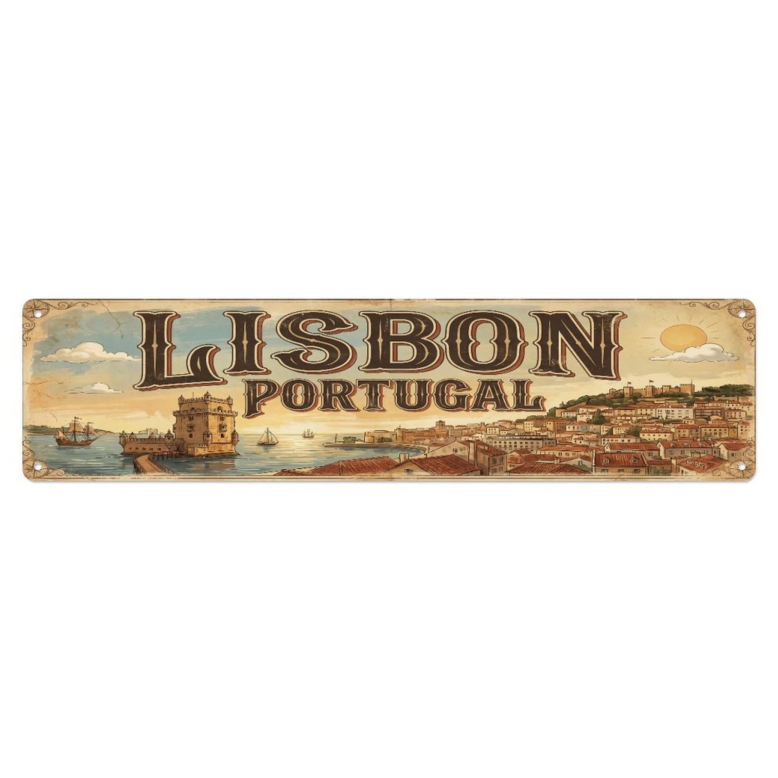 Tgrcjimh Style Metal Tin Sign Portugal Lisbon Retro Travel
