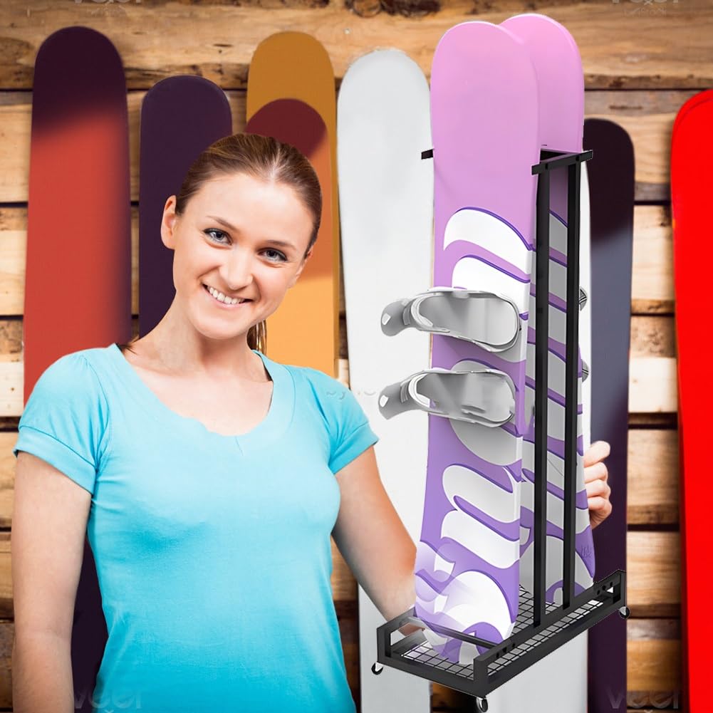 Support De Rangement pour Snowboard En Métal À Plusieurs Étages, Rangement pour Matériel De Ski, Support Pour Skis/planche À Roulettes/scooter, pour Magasins, Supermarchés, Stations De Ski(155x60x120
