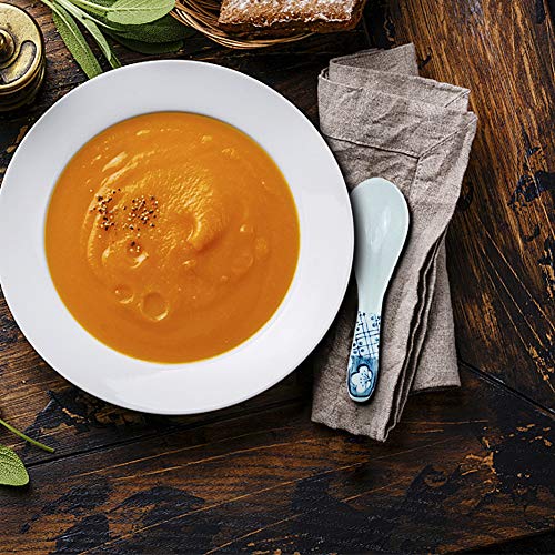 Xytmy Ceramics Soup Spoon Hand Painted Flower Porcelain Handle Chinese Asian Rice Spoon Appetizer Tableware Set Of 5 Light Weight Gift For Housewife Friends Familyends And Family #TOP6