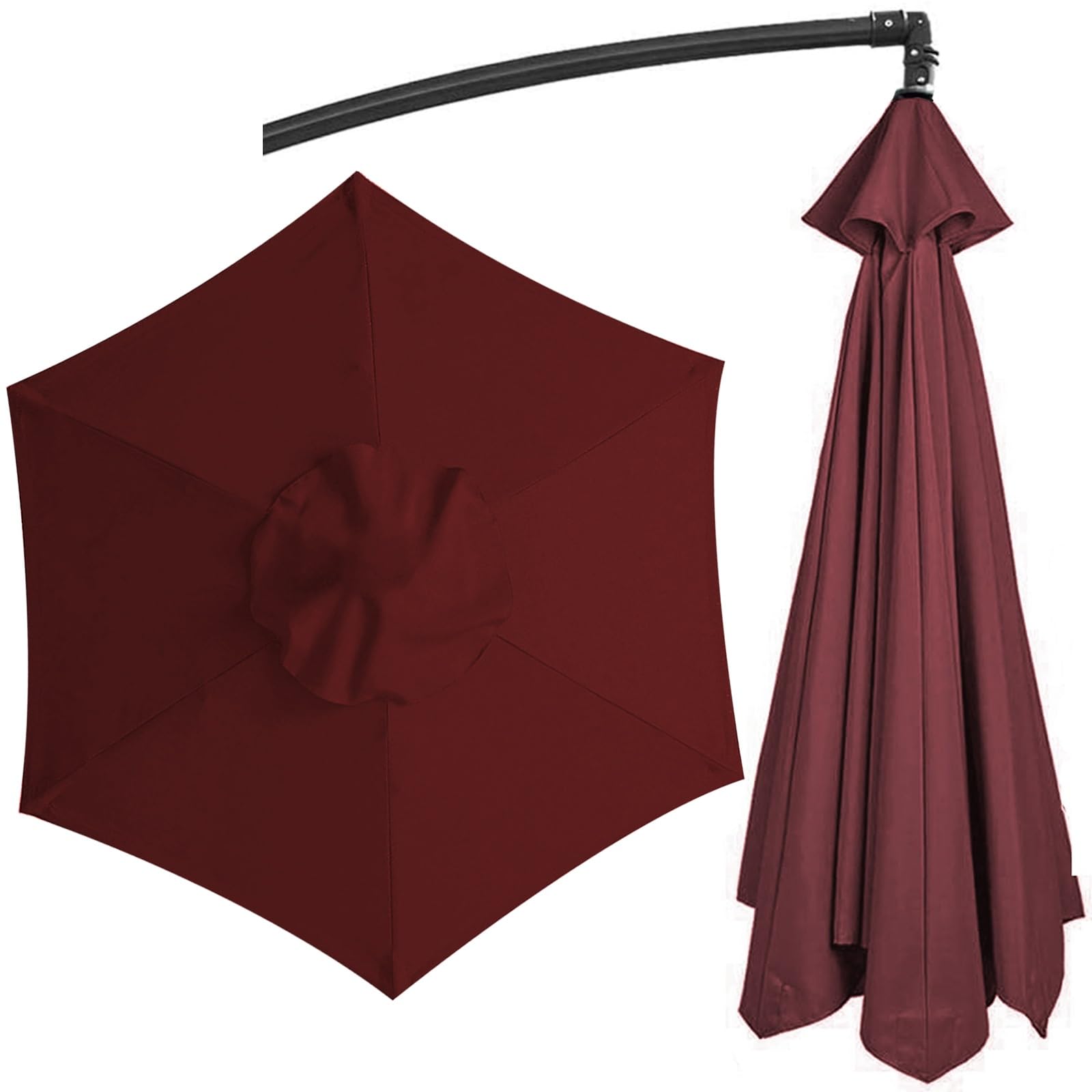 Replacement Parasol Canopy Fit 200cm/270cm/300cm+6 Arms/8 Arms Round Sun Umbrella Replacement Cloth UV50+ Washable Garden Parasol Replacement Canopy Cover(Color:Burgundy,Size:6 ribs-2.0 m/(6.5ft))
