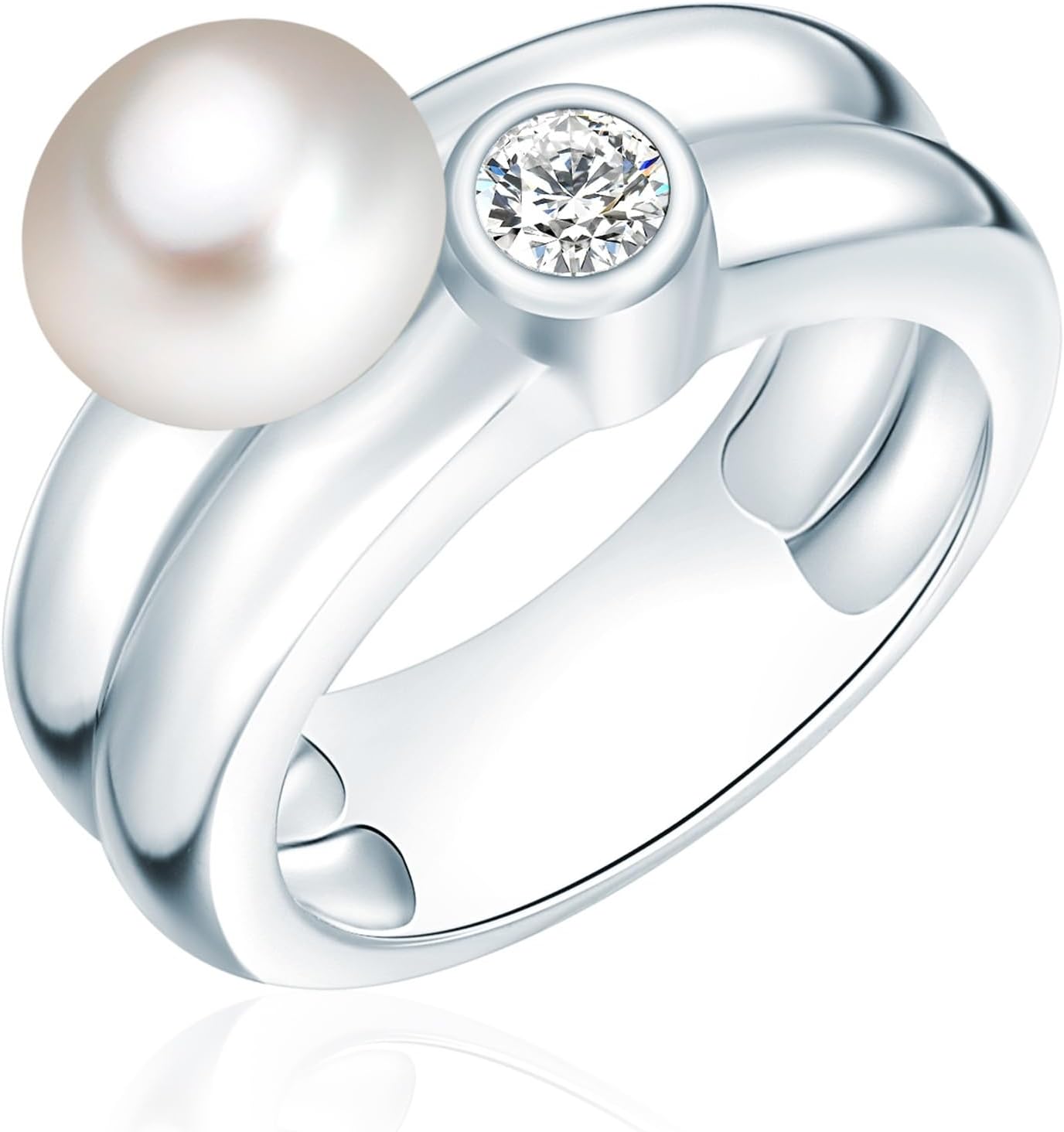 Female 925/- Sterling Silver Pearl Ring