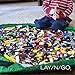 Lay-n-Go 4-in-1 Toy Storage Organizer Mat - Durable Machine Washable Drawstring Pull String Bag w/ 4 Mesh Pockets & Raised Lip for Lego & Other Toys - Easy-to-Clean (60