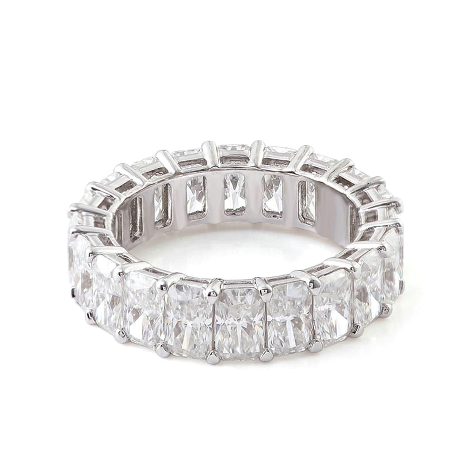 Anelli Fidanzamento Donna, Anello Nuziale Oro Bianco 14K Eternità Fila di Lusso con Moissanite Rettangolare Anelli Matrimonio Donna Oro Bianco per Promessa