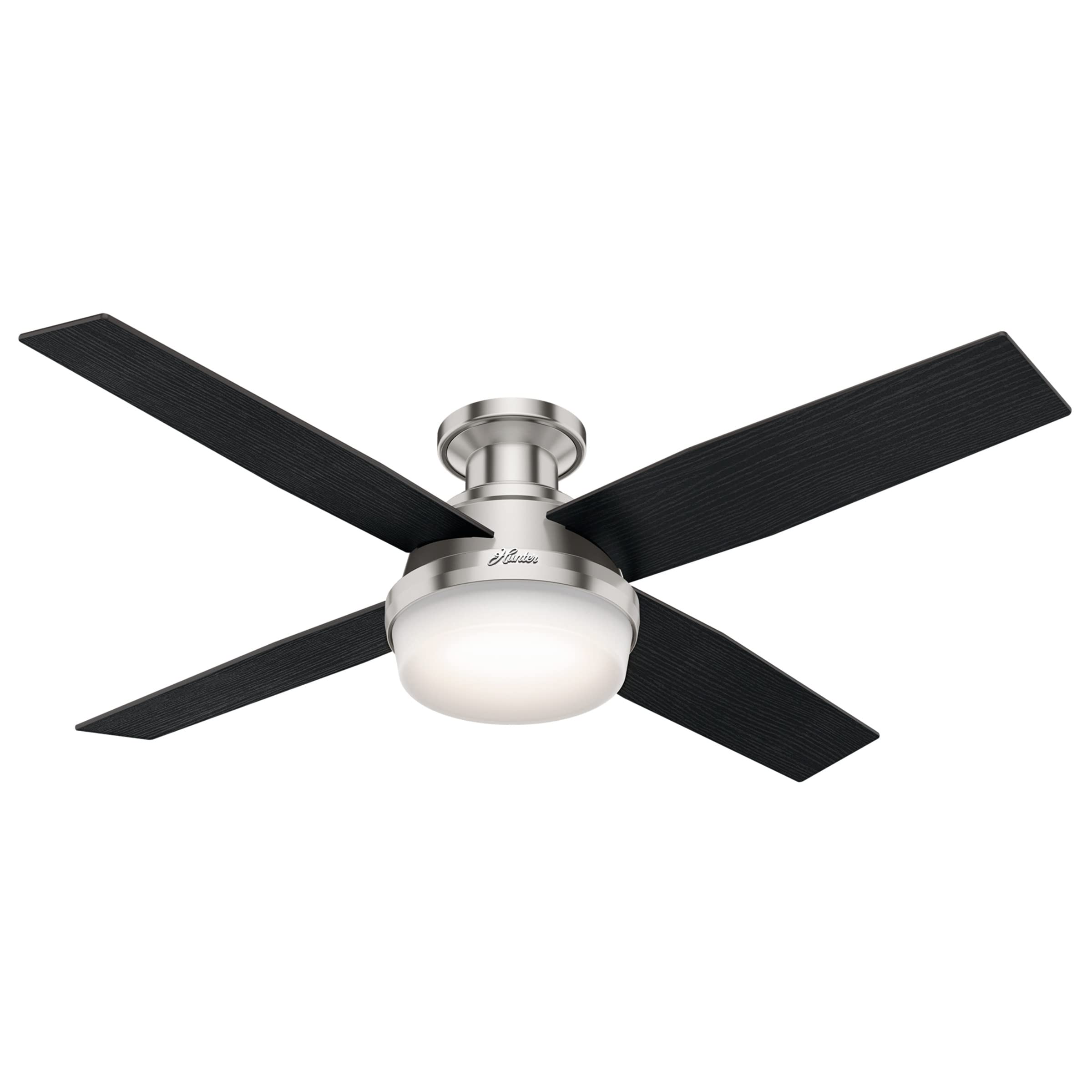 Photo 1 of **missing hardware** Hunter Fan Company 59241 Hunter Dempsey Indoor Low Profile Ceiling Fan with LED Light and Remote Control, 52", Brushed Nickel Finish