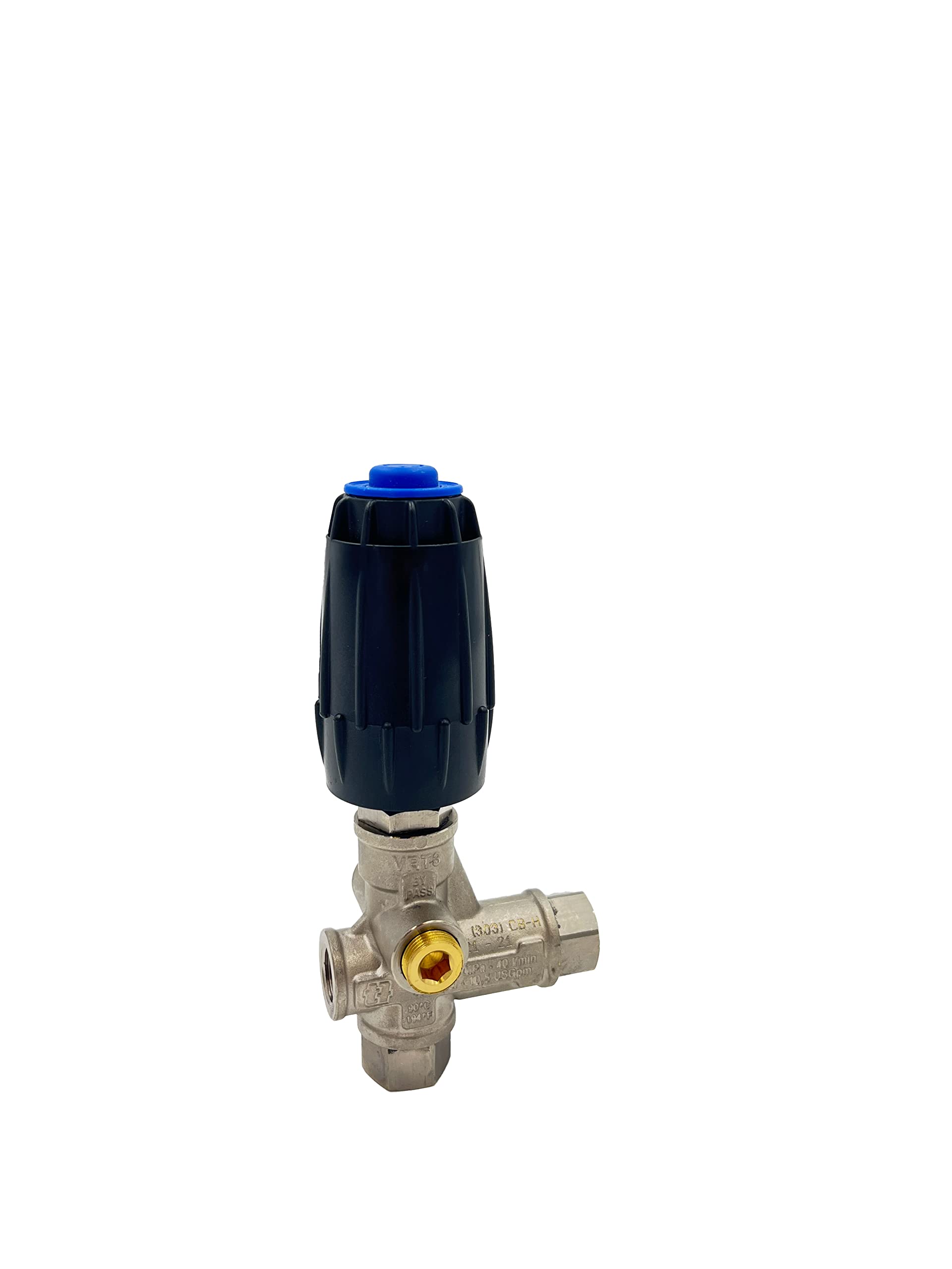 Annovi Reverberi VRT3-250H Unloader, Blue Spring, 3650 PSI, 10.5 GPM, Adjustment Knob, Nickel Plated