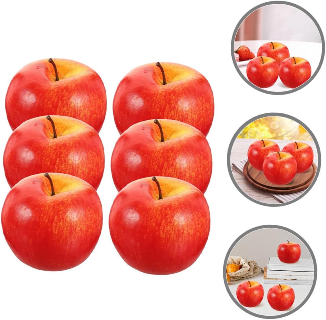 VICASKY 6pcs Lifelike Artificial Foam Fruit Model Set, Mini Decorative Fake Red Fruits for Kitchen Home Décor and Photography Props