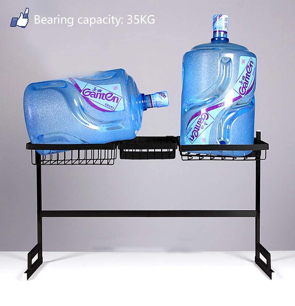 Support de Cuisine en Acier Inoxydable Noir, égouttoir à Vaisselle, Couteau, Baguettes, Support de Rangement pour ustensiles de Cuisine, Support d'évier de Cuisine (33,4 x 12,6 Pouces)
