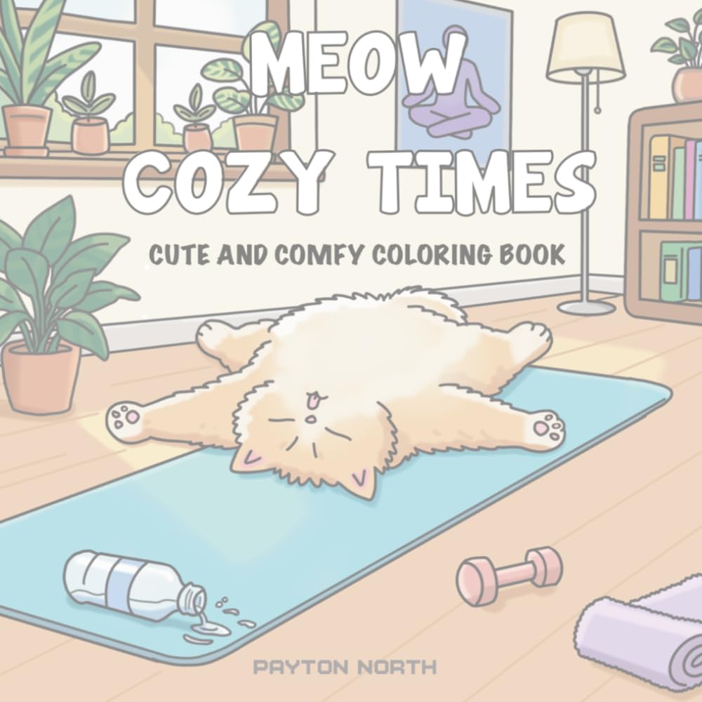 Meow Cozy Times: Cute and Comfy Cat Coloring Book for Teens and Adults Featuring Adorable Everyday Home Scenes and Bold Easy Line Art for Relaxation and Creative Joy
