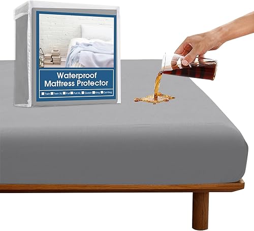 Miniatura 13 de SPRINGSPIRIT Protector de colchón King, protector de colchón tamaño King, protector impermeable con bolsillo profundo de hasta 14 pulgadas, cama