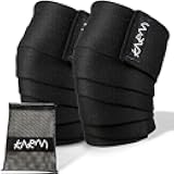 KARM Knee Wraps for Weightlifting (Pair) with Bag - Knee Wraps for Squatting – Knee Strap Bands for Crossfit, Gym, WOD, Cross Training, Pain. Powerlifting Knee Support for Women, Men (78 inches)