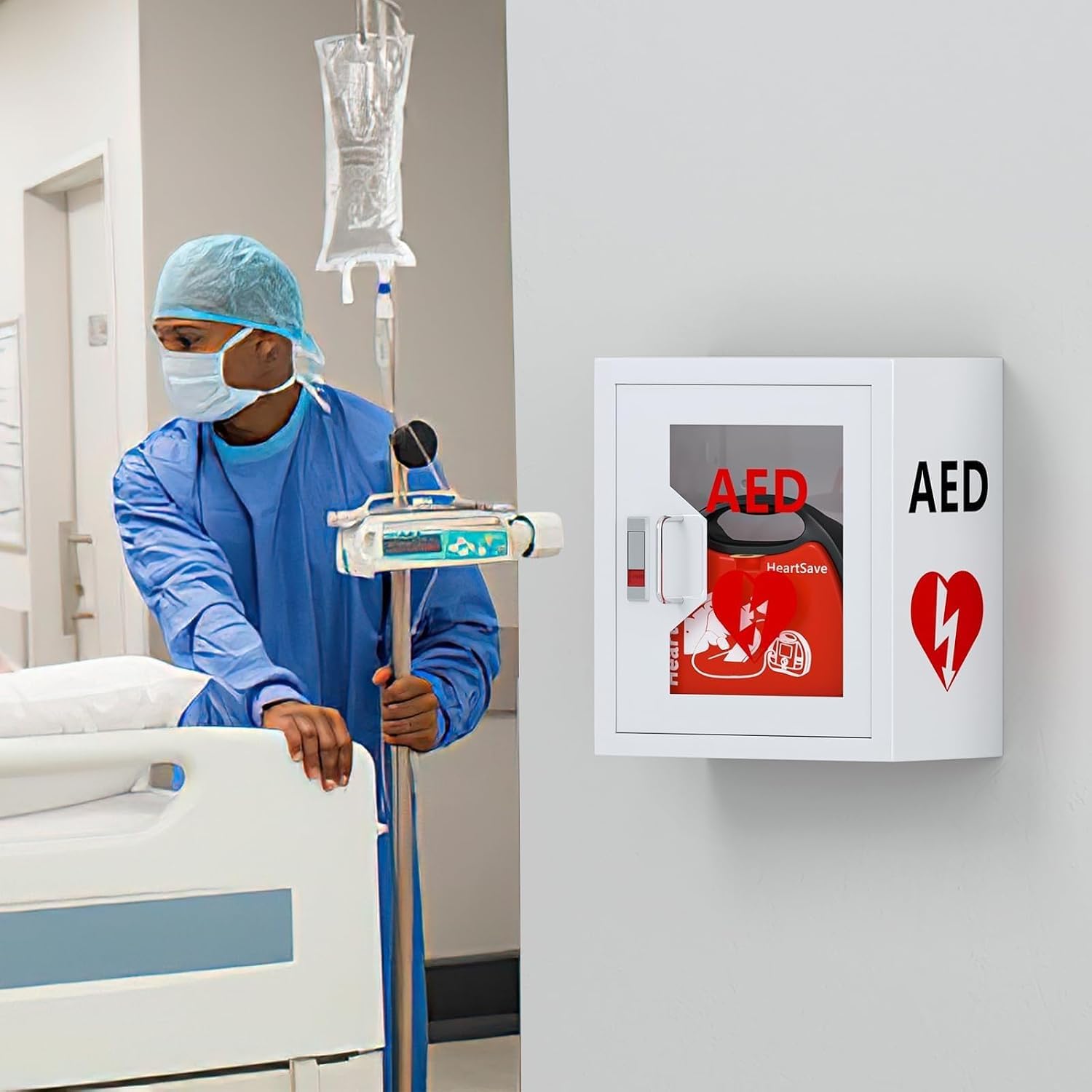 Armario Para Dea De Montaje En Pared, Caja De Almacenamiento Para Desfibrilador Dea, Estuche De Primeros Auxilios Con Cierre A Presión, Compatible Con La Mayoría De Los Modelos De Dea, Armario