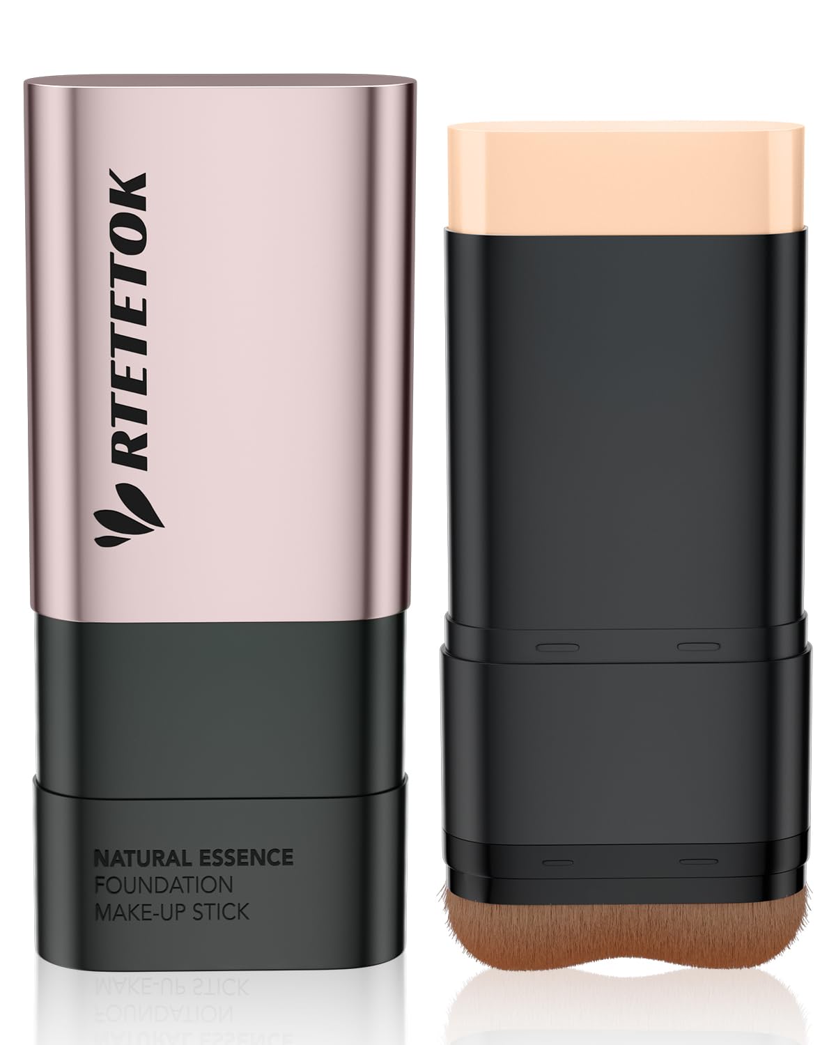 RTETETOK Foundation Stick Makeup with Brush Medium Coverage, Foundation Stick Smooth Long Lasting, Portable Face Eraser Base Make Up Lightweight for Dry and Combination Skin - Natural