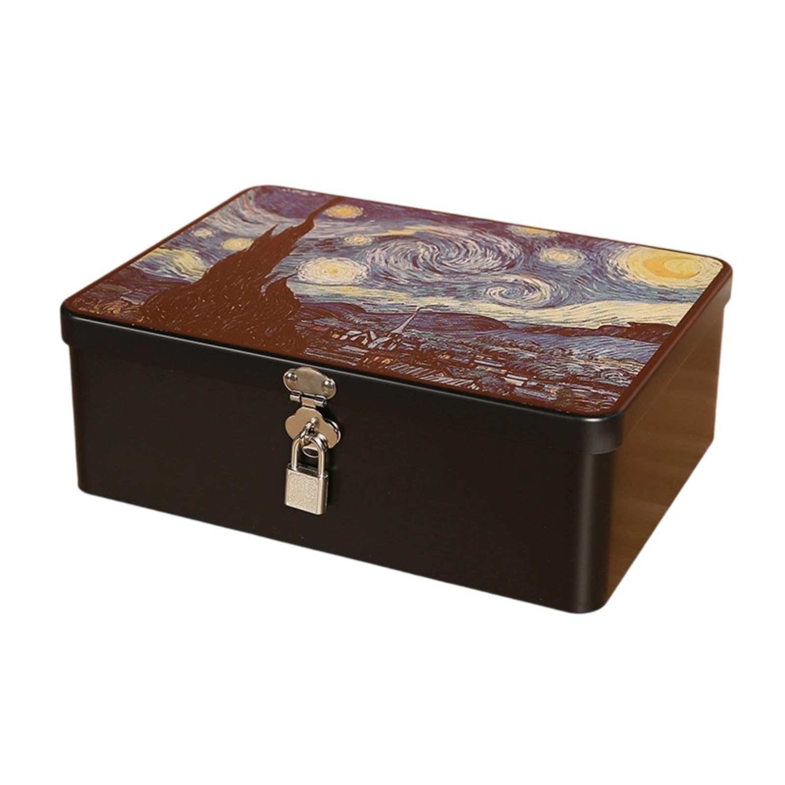 HDOYTXXM Lockable Tin Container Elegant Designs Metal Box for Confidential Documents Essential Home Storage Solution Metal Jewelry Organiser