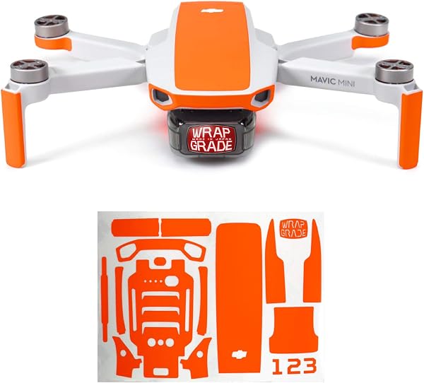 Wrapgrade El Color Acento Skin compatible con DJI Mavic Mini (NEON ORANGE) - 1