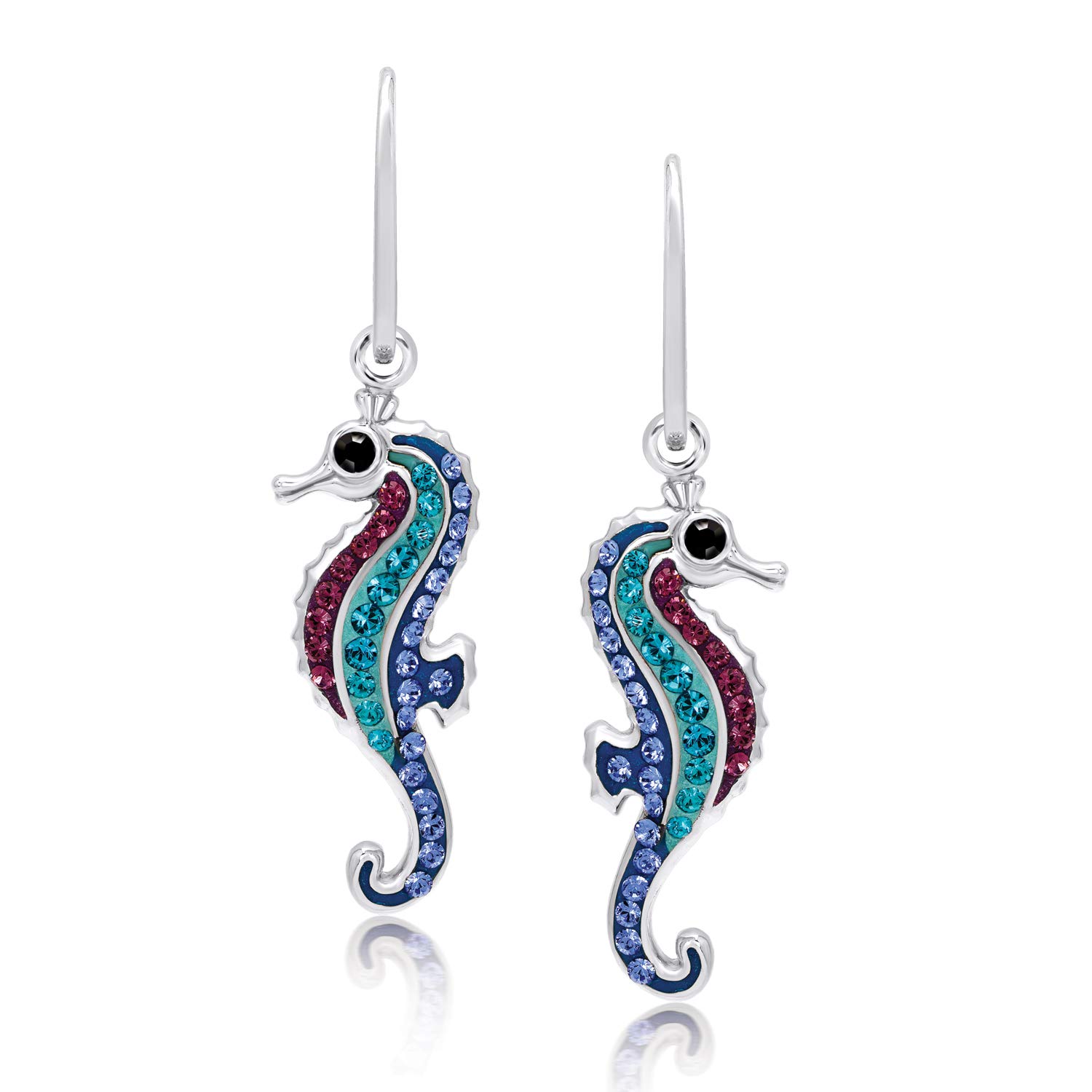BLING BIJOUX JewelryBLING BIJOUX Ocean Seahorse Crystal Earrings for Women & Girls, Never Rust 925 Sterling Silver with Free Breathtaking Gift Box for a Special Moment of Love