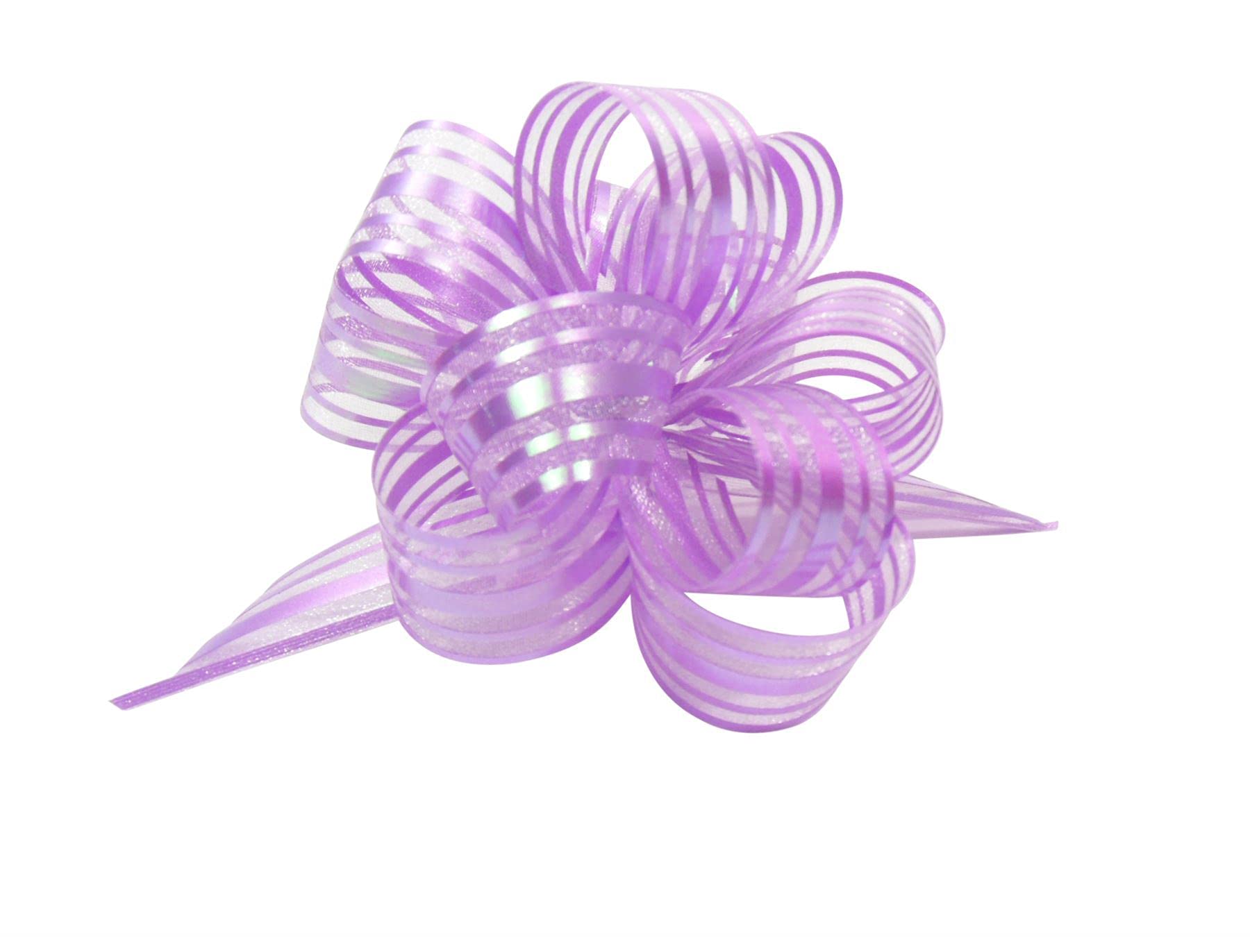 Small Organza Pom Pom Pull Bow - Purple - Pack of 3