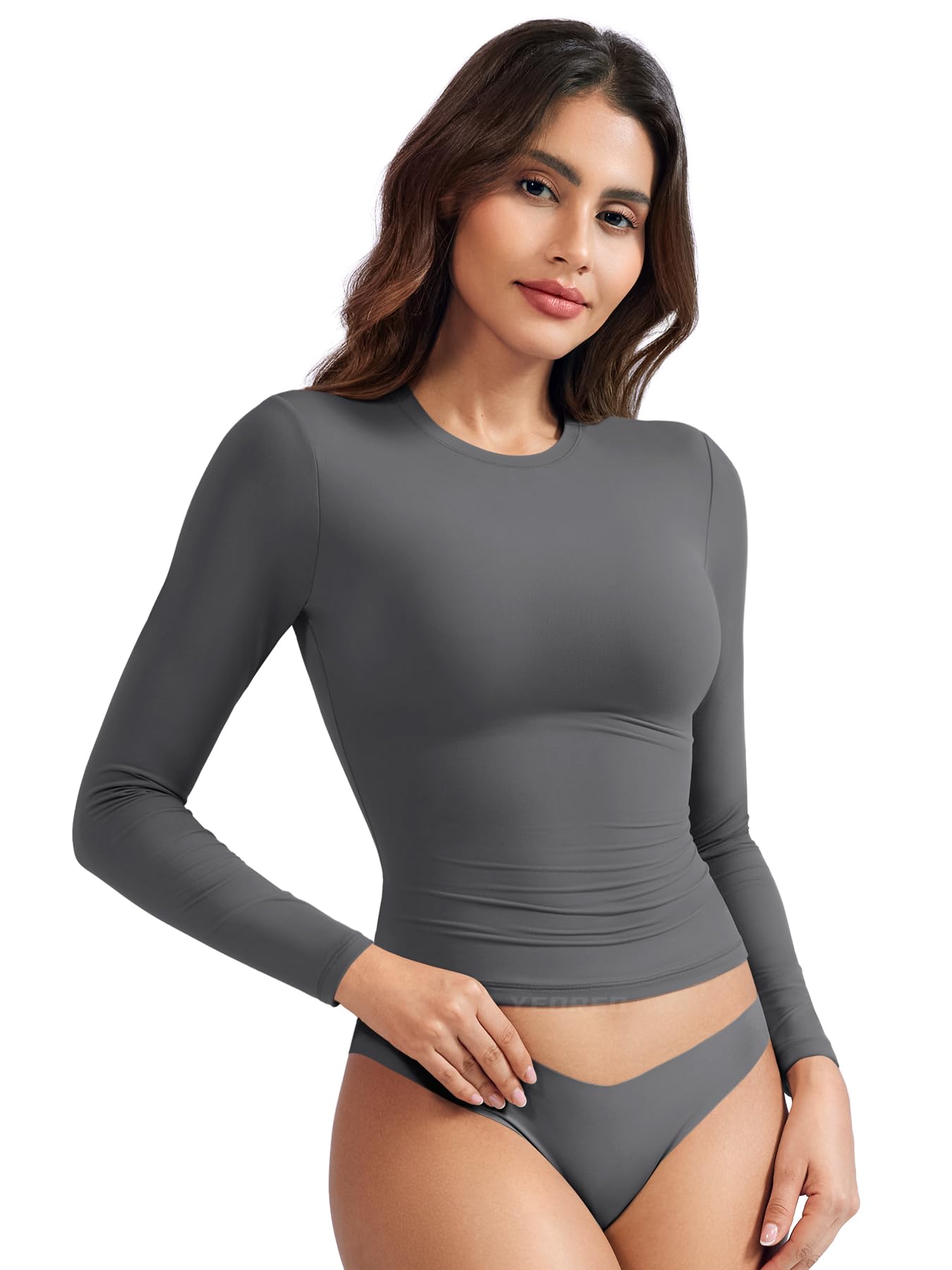 Ease Long Sleeve Shirts for Women y2k Tops Double Lined Basic Tee Crew Neck Going Out Sweeney Workout Undershirt-image-40