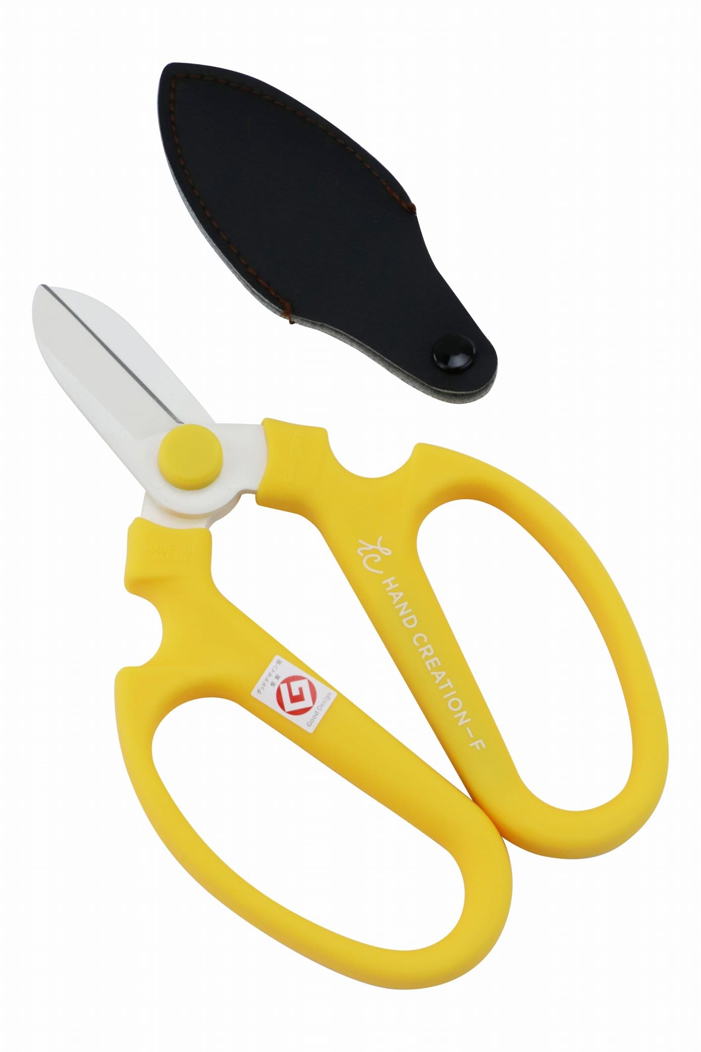 Japanese Floral Scissors - SAKAGEN Hand Creation, Professional Ultra Sharp Flower Shears for Floral Design, Ikebana & Gardening, Made in Japan, F-170 (Yellow)