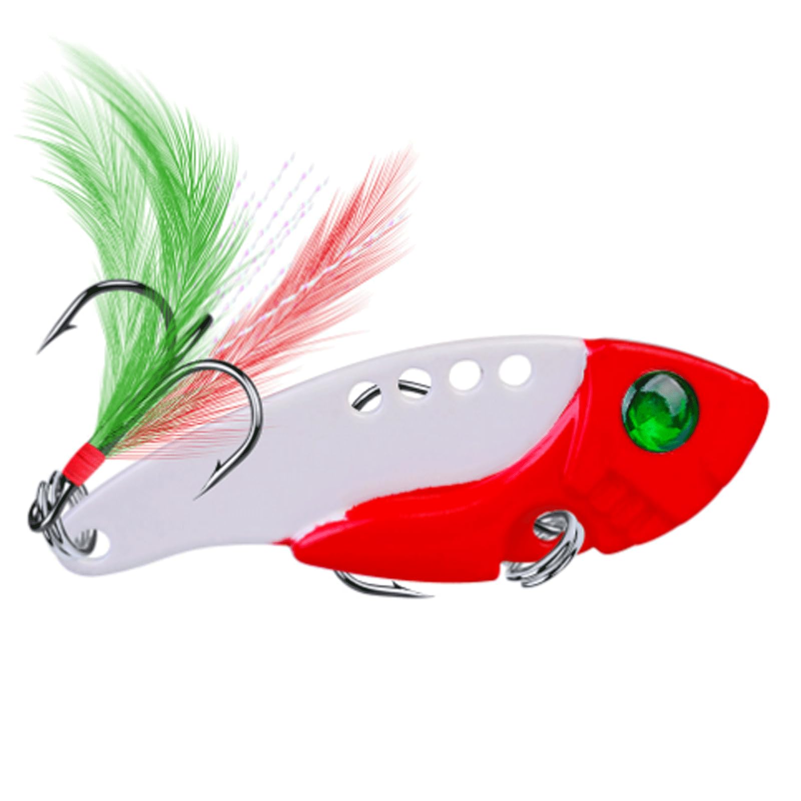 IvyLoutish Fishing Lure Bait Fishing Bait Spoon for Pike 55mm 11g with Treble Hook and Feather Metal Hard Bait Vib Bait Fishing Tackle Lures Fishing Tackle