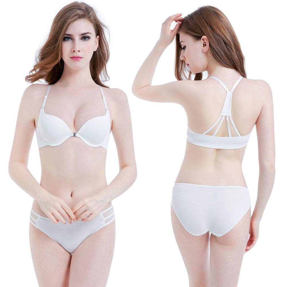 Conjuntos de ropa interior y bata erótica para mujer Conjunto de sujetador de lencería sexy con hebilla delantera y trasera con hebilla delantera Sujetador grueso de pecho pequeño (A 80C agre