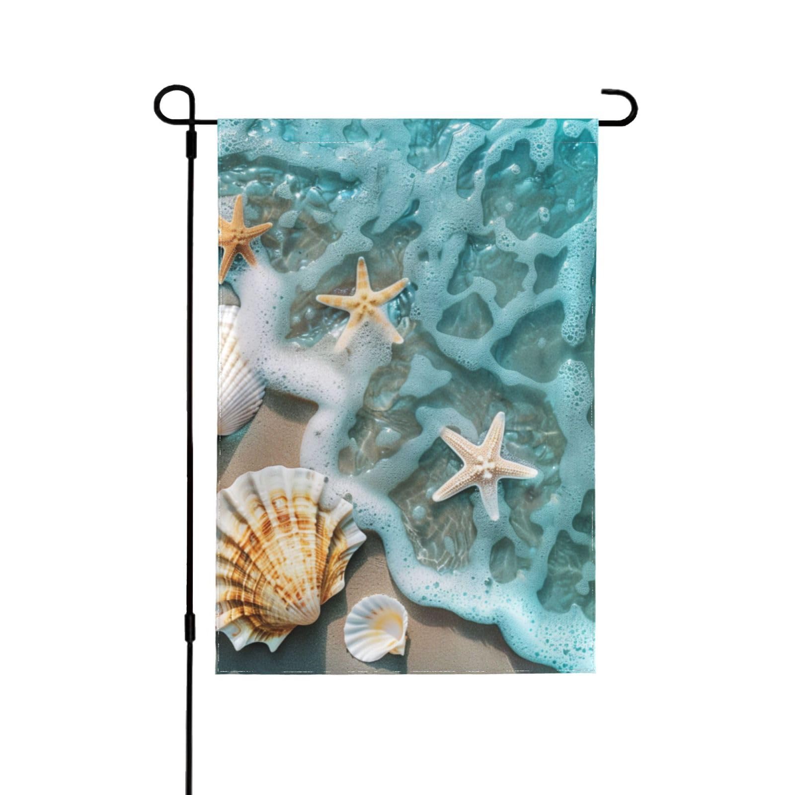 Garden Flag 28x40 Inch Double Sided Yard Flag Starfish Beach Sea Waves Seashell Outdoor Garden Flag Decorations for Home