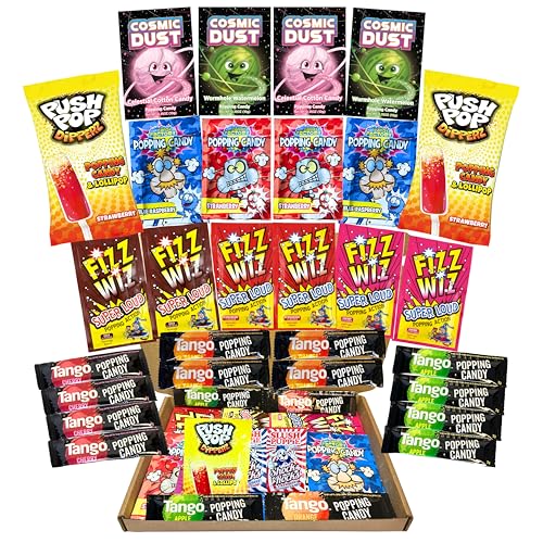 Mega Popping Candy Bundle | 28Pcs Variety Box Including Every Flavour | Strawberry Apple Blue Raspberry Cherry Orange | Fizz Wiz Tango Popping Lollipop & More | Letterbox Sized