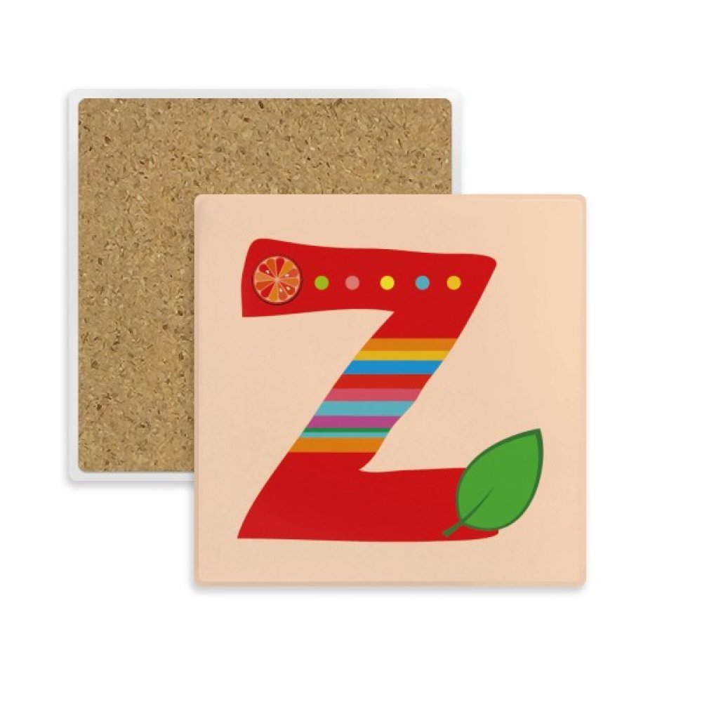 Coaster alphabet Z motif orange en pierre absorbante pour tasse et verre