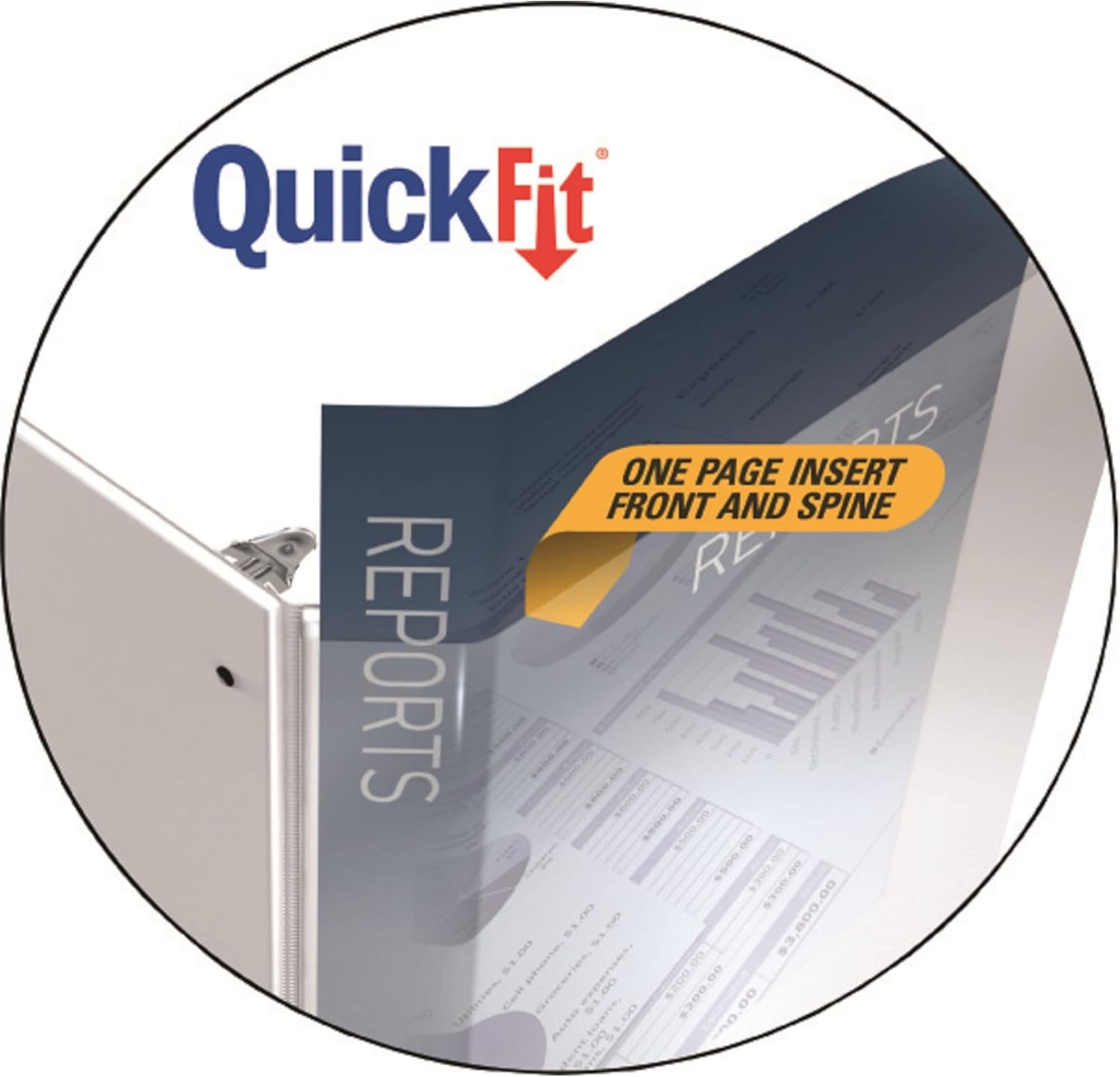 QuickFit® View 3-Ring Binder, 2" Round Rings, 50% Recycled, White : View Binders : Office Products