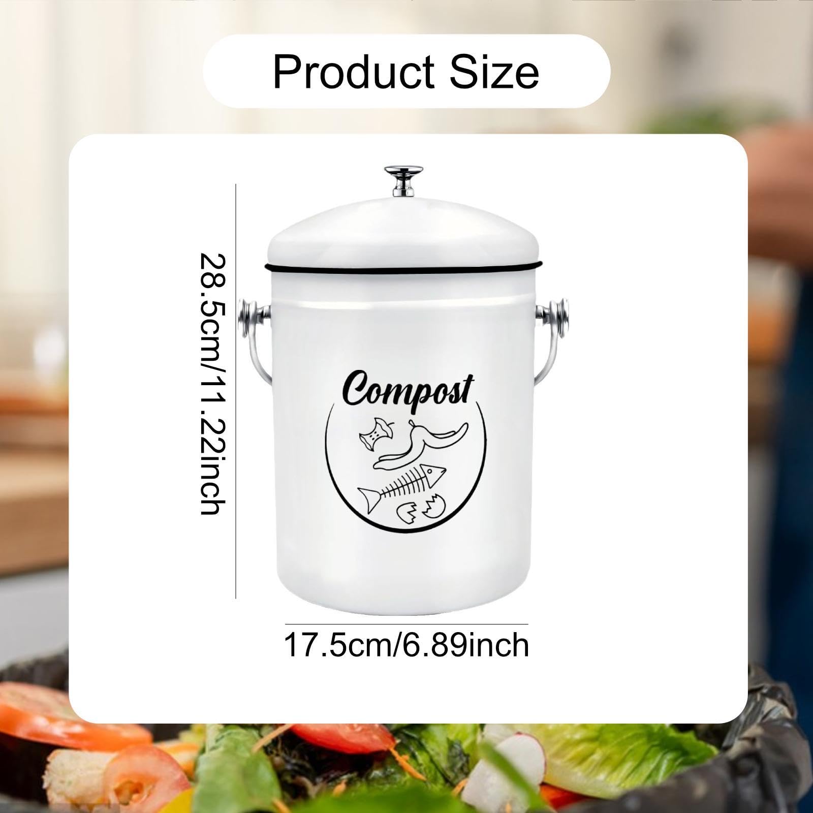 Composteur comptoir, seau à compost d'intérieur avec poignées, 5 L, indispensable en cuisine, seau robuste pour déchets alimentaires avec
