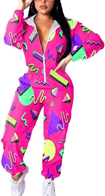 EOSIEDUR Womens Pullover Hoodies Jumpsuit Zipper Jacket Windbreaker Elastic Waistband Pants One Piece Outfits Tracksuit Set