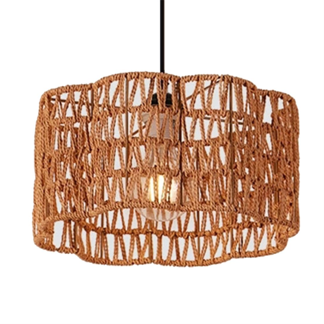 SHUANGZ Japanese Wabi-Sabi Art Light Fixtures Vintage Hemp Rope Pendant Lights Foyer Ceiling Decorations Hanging Lighting with Metal Basket Lampshade for Dining Room, Living Room and Restaurants
