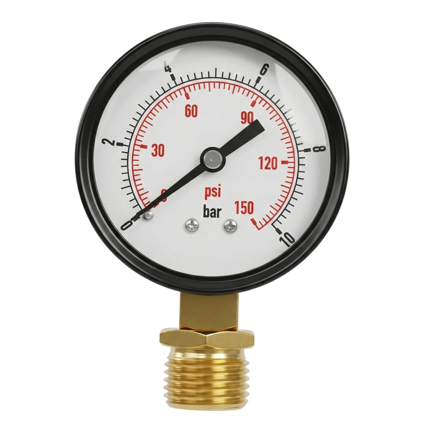 Lumonic I Pressure Gauge 0-2.5 Bar I 1/2 Inch I Class 2.5 I Connection Bottom I Diameter 60 mm I Pressure Gauge I for Compressed Air and Water