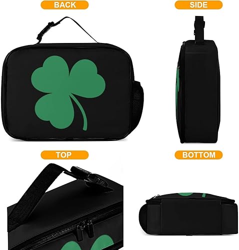 Miniatura 4 de Lonchera reutilizable con diseño de trébol irlandés verde, bolsa térmica para almuerzo, lonchera para comida y comida, bolsa de mano para mujeres,