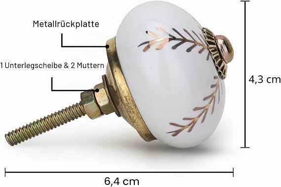 Craft Trade Gold Door Cabinet Knob Boho Antique Ceramic Door Knobs Dresser Drawer Pulls Hardware Knobs for Kitchen Furniture Brass and Cabinet - 06 Pieces