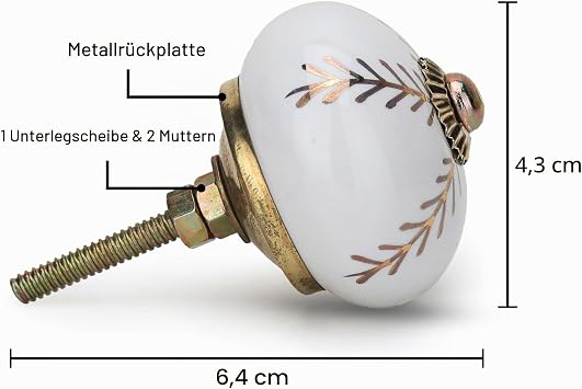 Craft Trade Gold Door Cabinet Knob Boho Antique Ceramic Door Knobs Dresser Drawer Pulls Hardware Knobs for Kitchen Furniture Brass and Cabinet - 06 Pieces