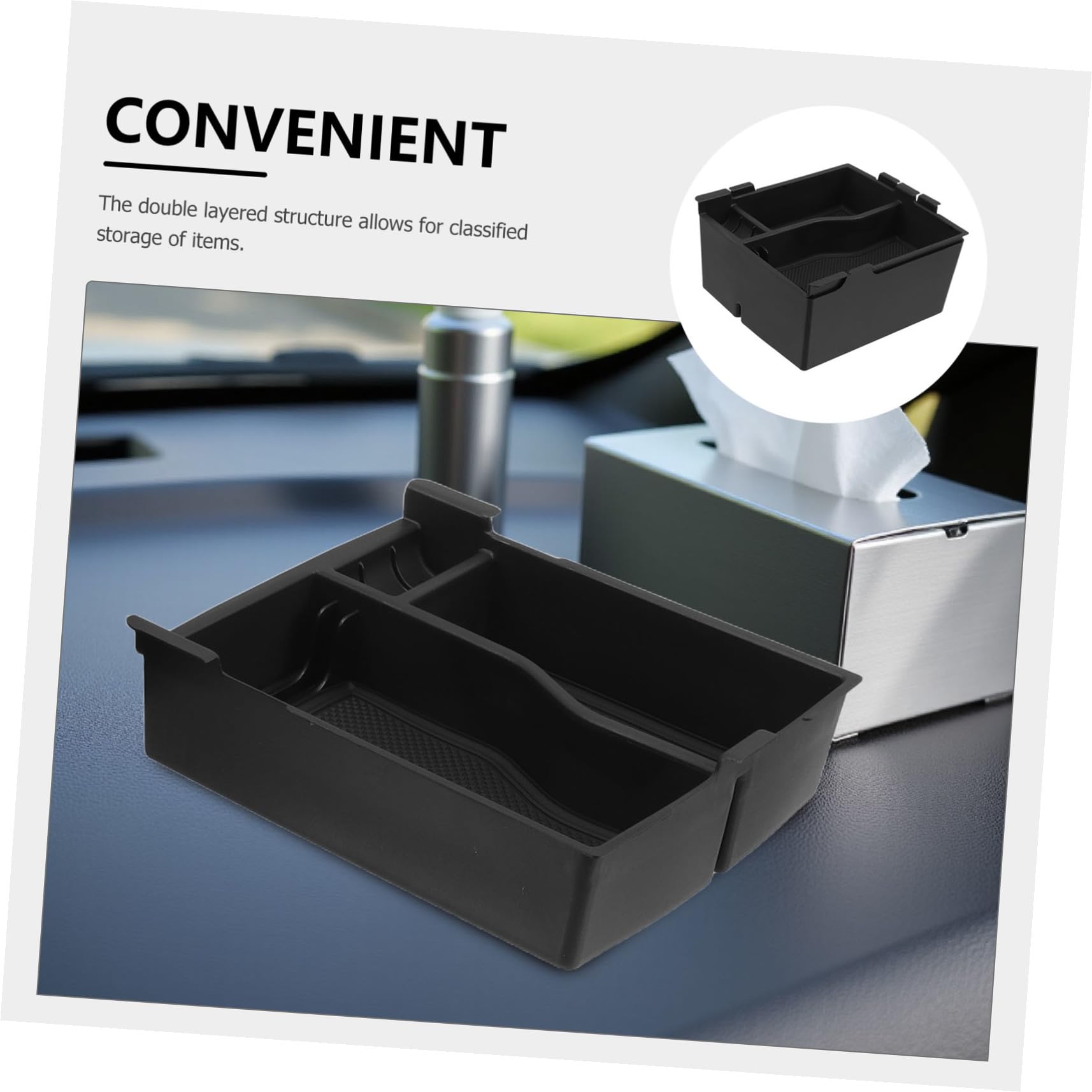Organizer Box per Bracciolo Auto Compatibile con 22+ Modelli Doppio Livello in Abs Resistente Vassoio Portaoggetti Consolle Centrale per Viaggi e Commuting Contenitore